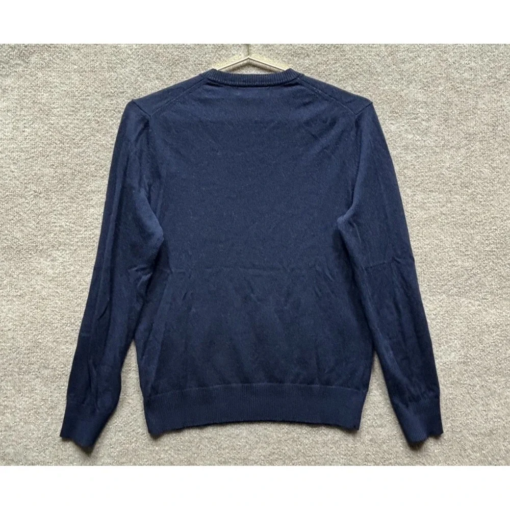 Banana‎ Republic Pullover Men Medium Navy Blue V Neck Merino Wool Sweater